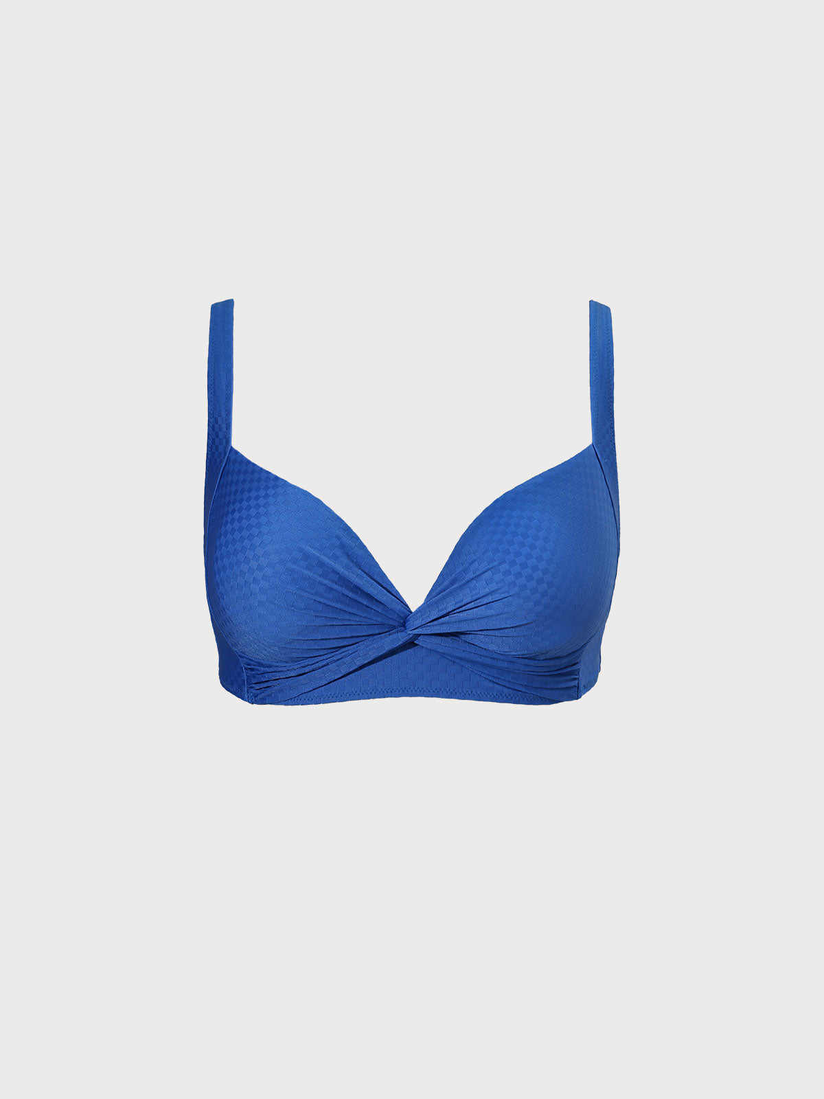 Jakarlı Mavi Büyük Beden Bikini Üstü - Şık ve Rahat