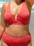 Jacquard V Yaka Büyük Beden Bikini Üstü - Şık ve Rahat