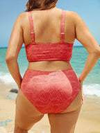 Jacquard V Yaka Büyük Beden Bikini Üstü - Şık ve Rahat