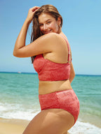 Jacquard V Yaka Büyük Beden Bikini Üstü - Şık ve Rahat