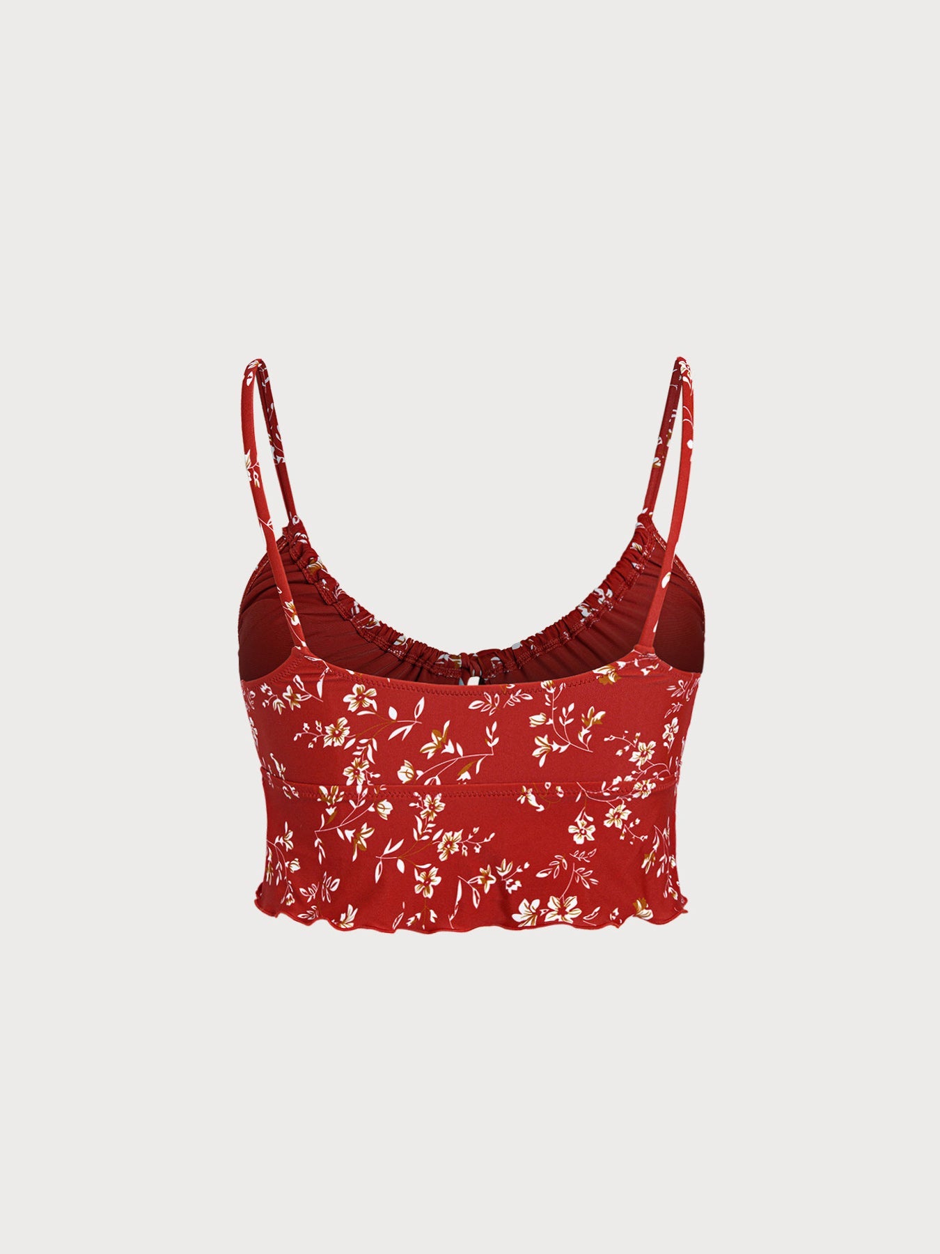Şık Kırmızı Volanlı Tankini Üst - Yaz Plaj Modası