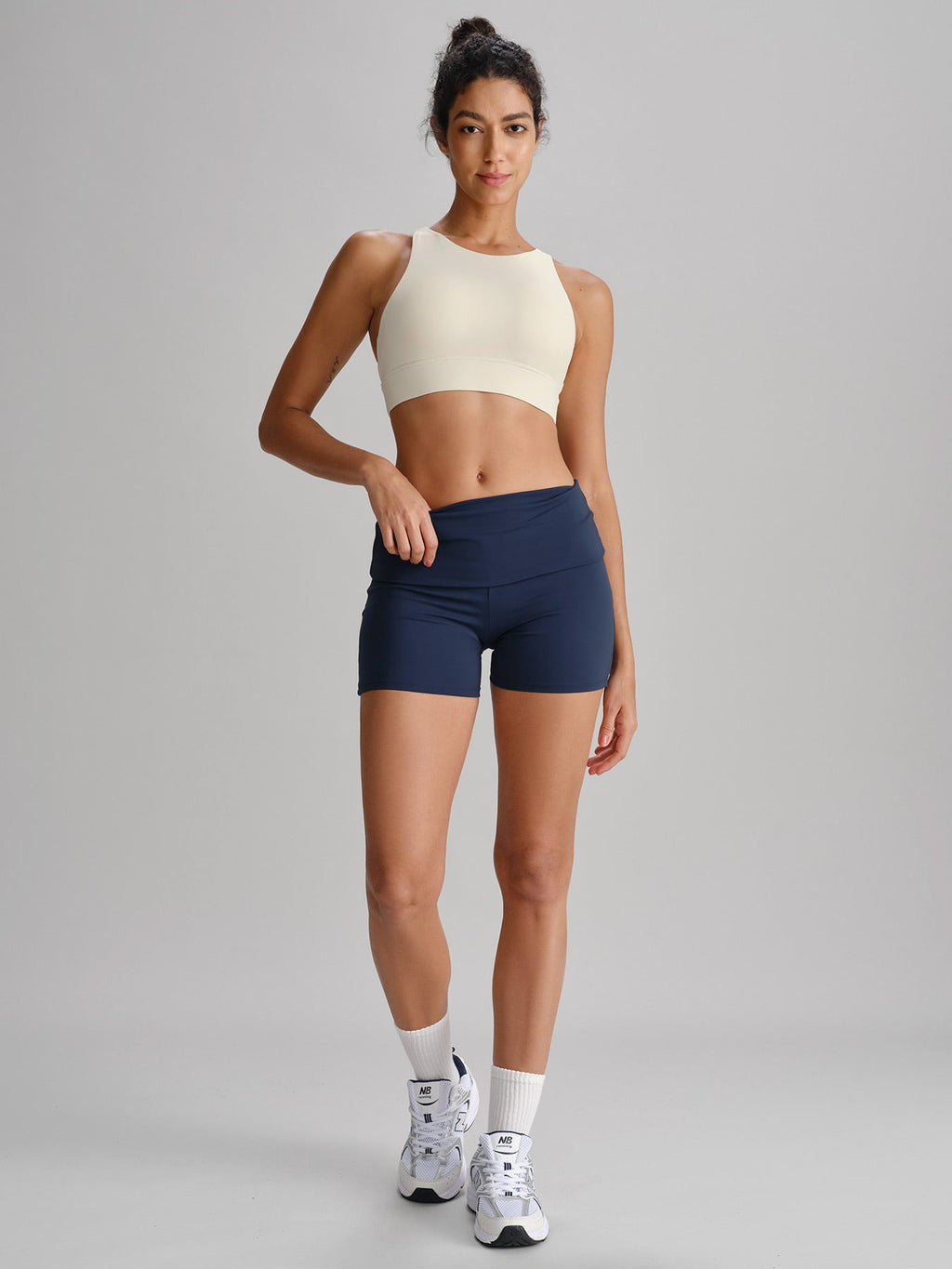 Lacivert Katlanabilir 3'' Bel Spor Şortu - Rahat ve Şık