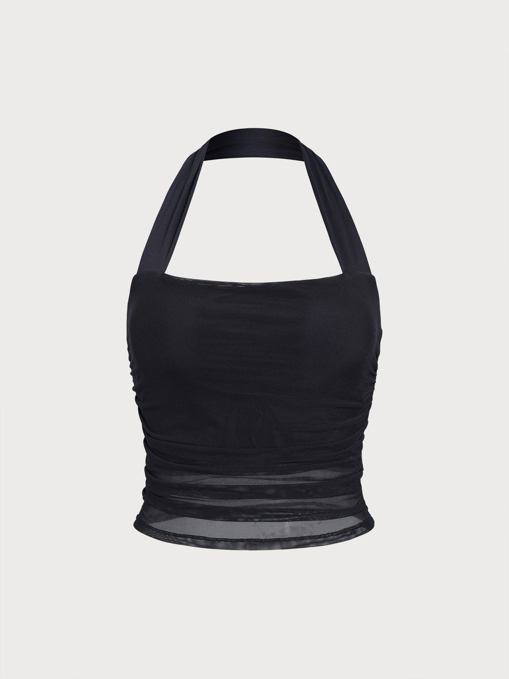 Şık Siyah Halter Yaka Şifon Crop Top - Yaz Modası