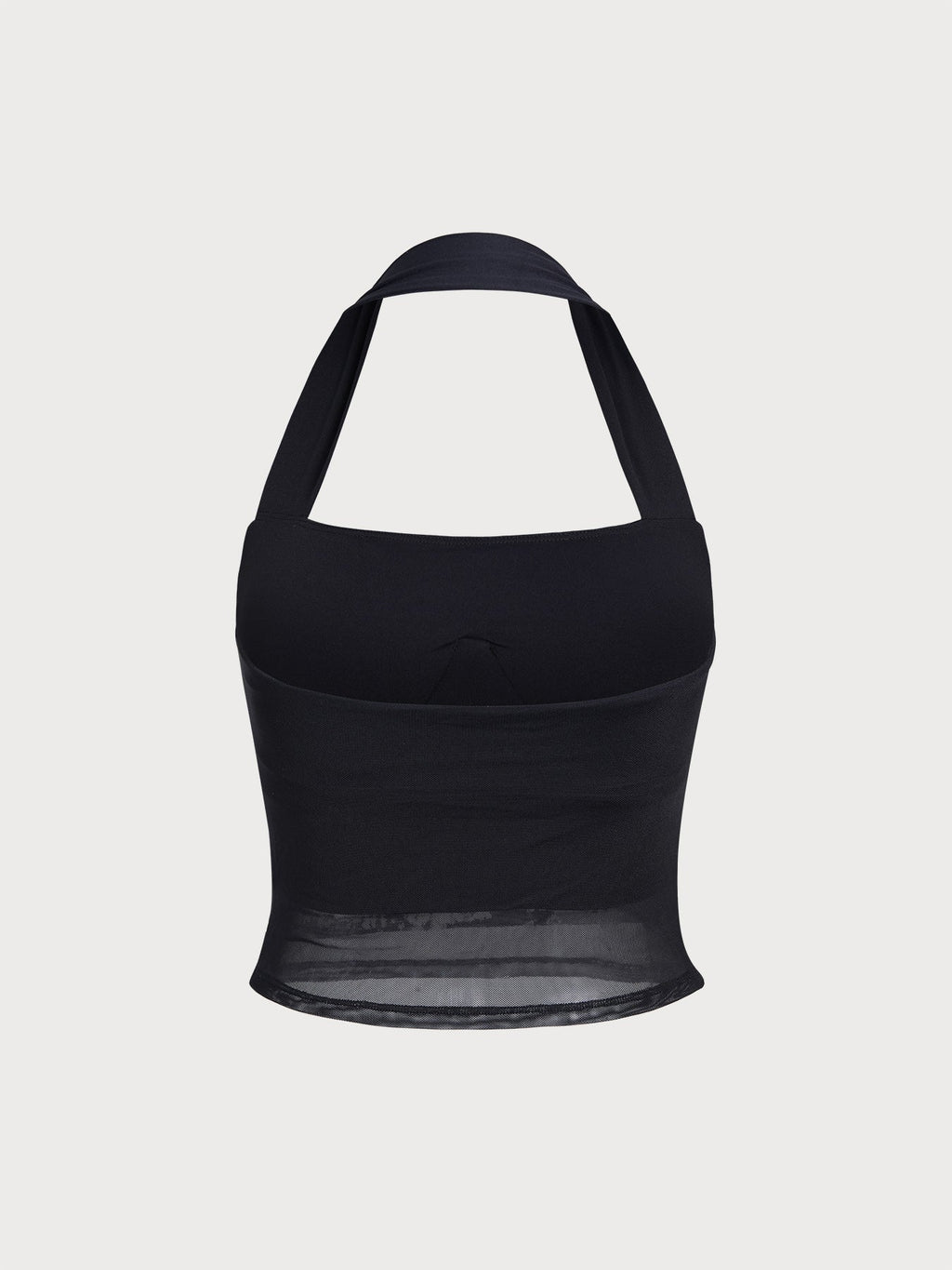 Şık Siyah Halter Yaka Şifon Crop Top - Yaz Modası