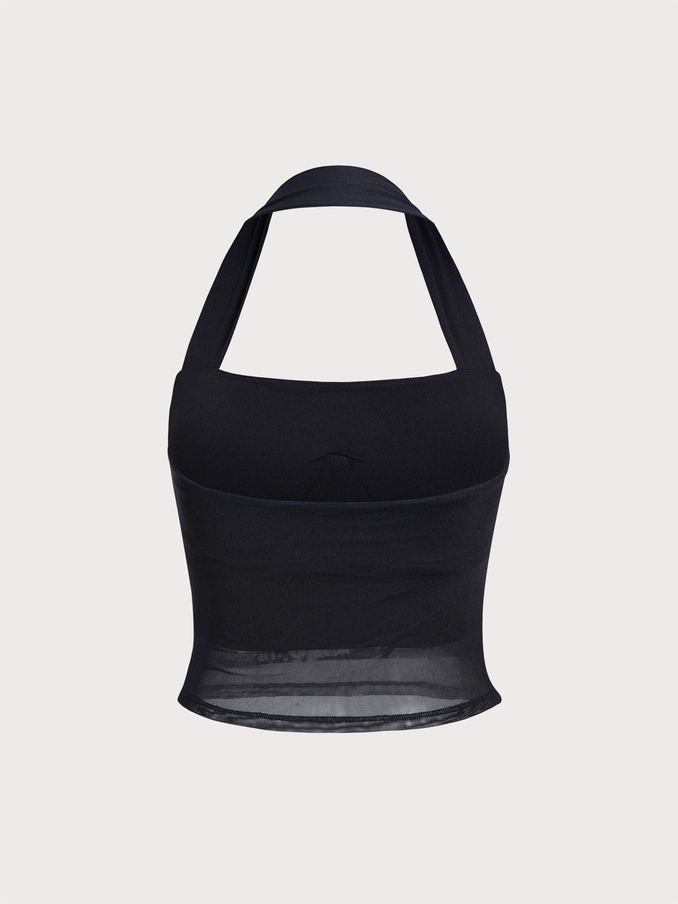 Şık Siyah Halter Yaka Şifon Crop Top - Yaz Modası