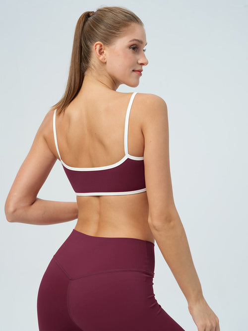Bordo Kontrast Dikişli Spor Sütyeni - Rahat ve Şık