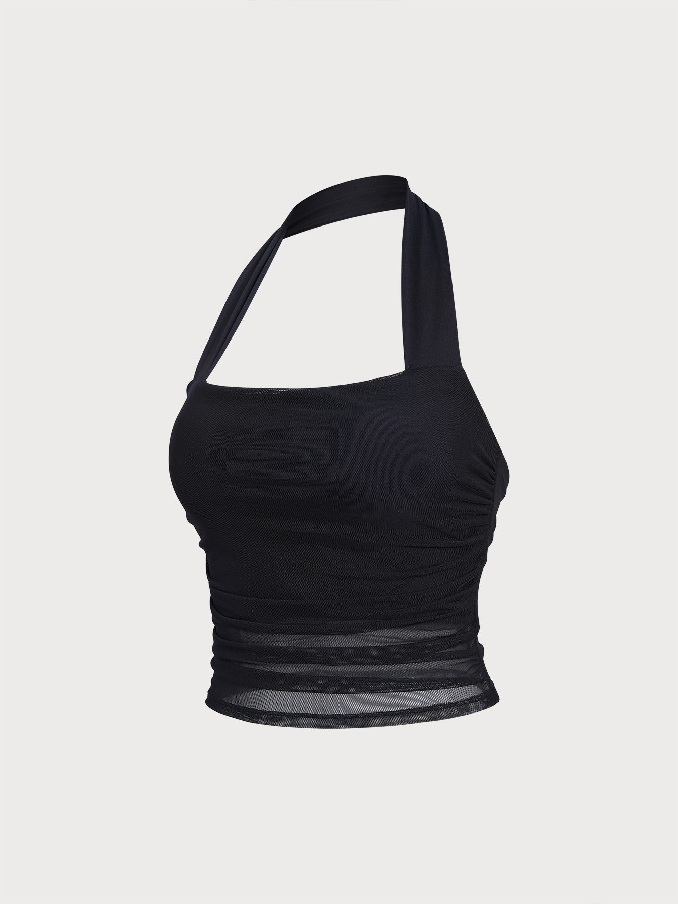 Şık Siyah Halter Yaka Şifon Crop Top - Yaz Modası