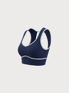 Kadın Lacivert Kontrast Dikişli Açık Sırt Spor Sütyeni