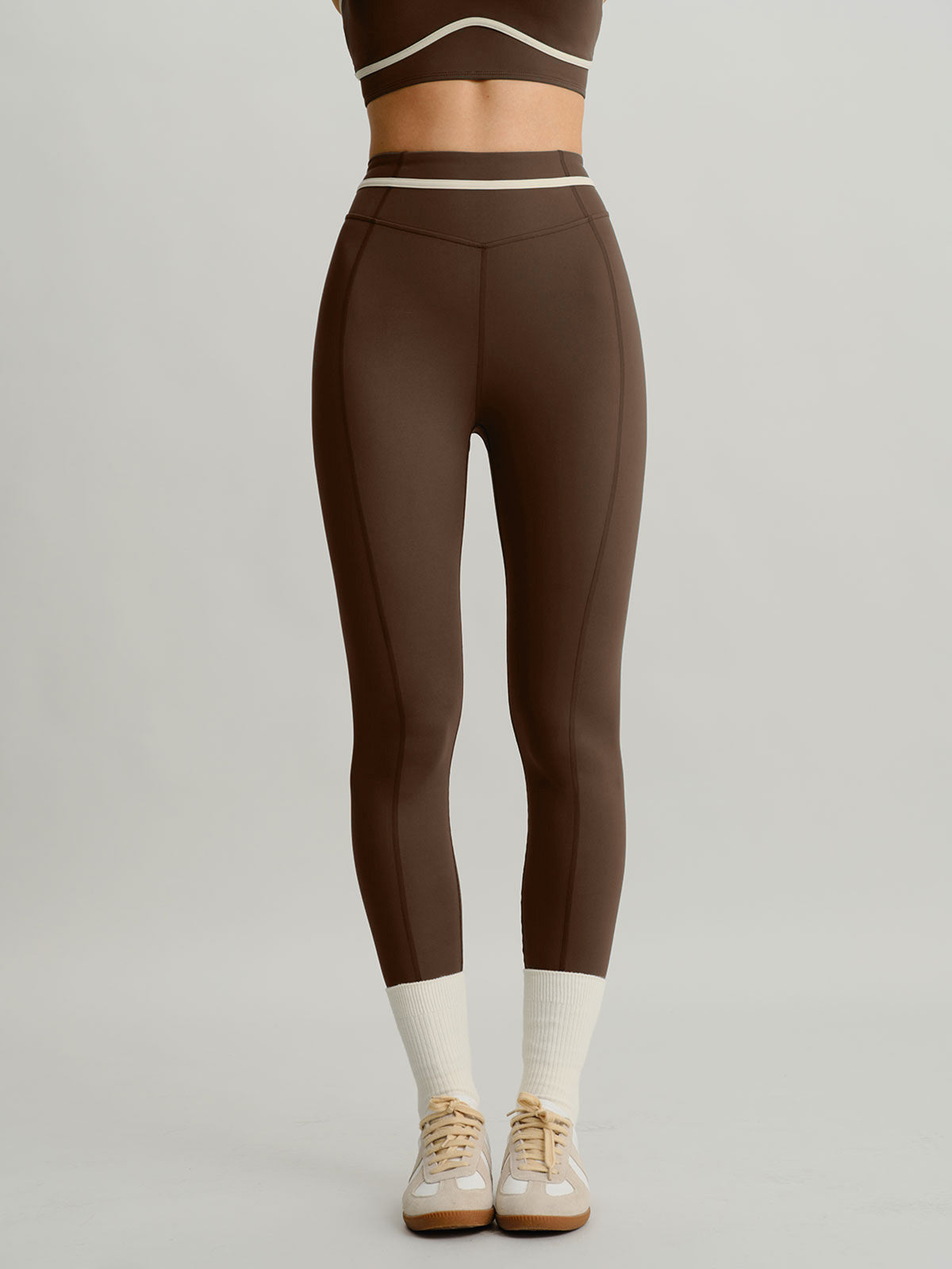 Kahve Renk Yüksek Bel Leggings - Rahat ve Şık
