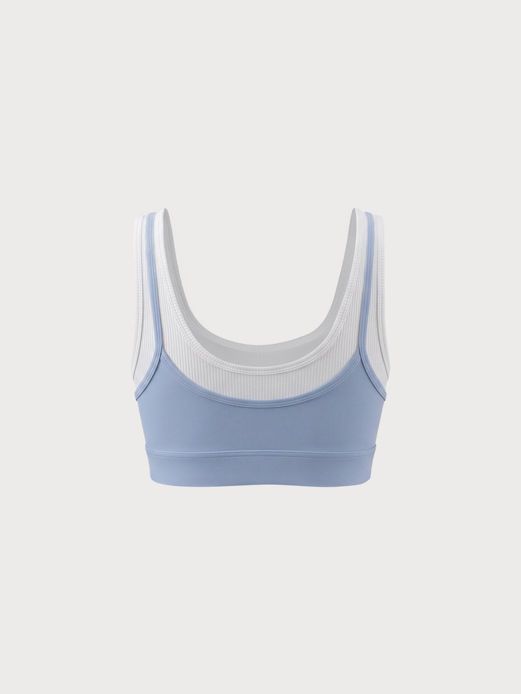Açık Mavi U Yaka Kontrast Kenarlı Tank Top - Hafif Destekli