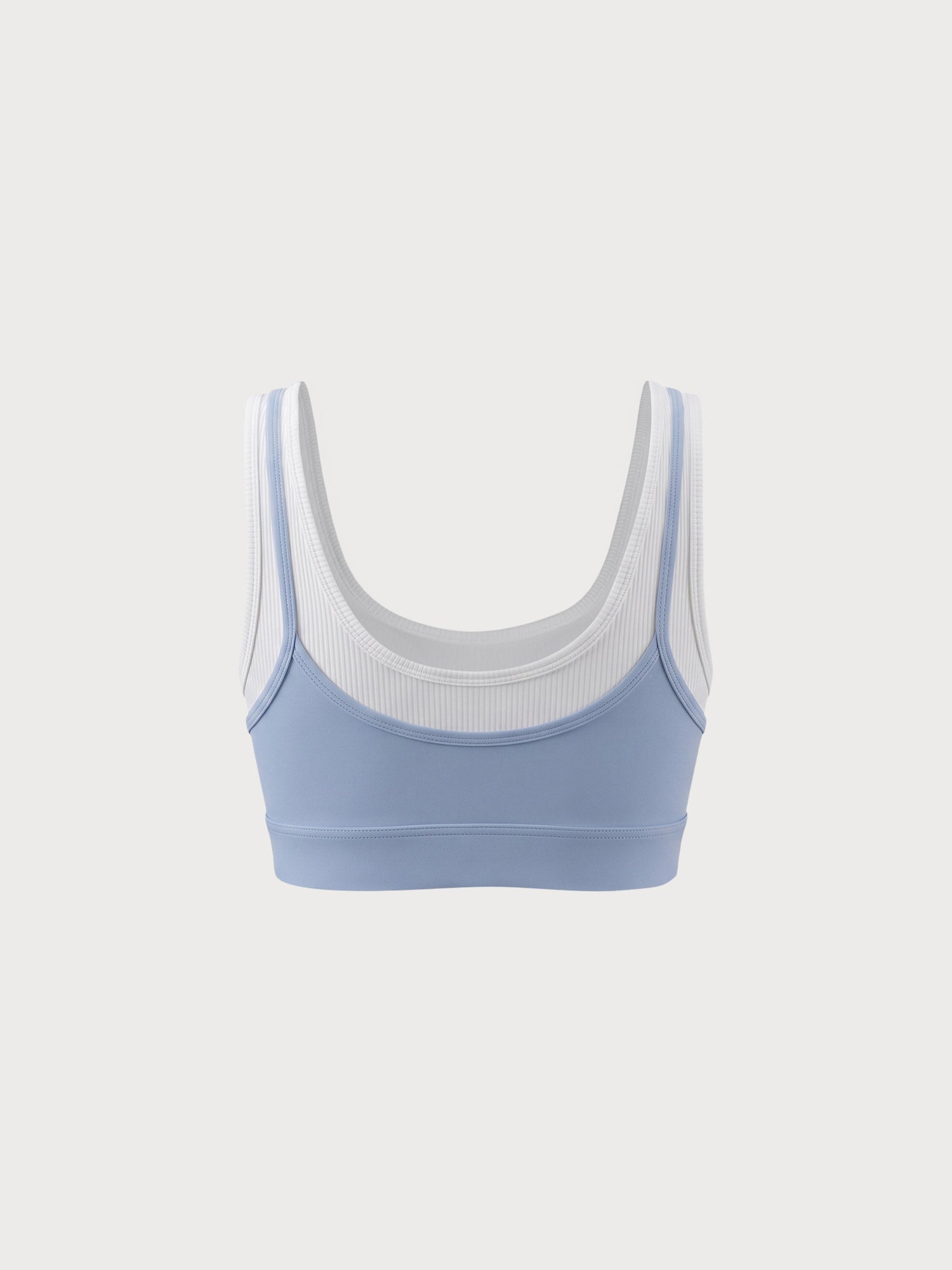 Açık Mavi U Yaka Kontrast Kenarlı Tank Top - Hafif Destekli