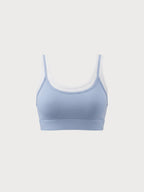 Açık Mavi U Yaka Kontrast Kenarlı Tank Top - Hafif Destekli