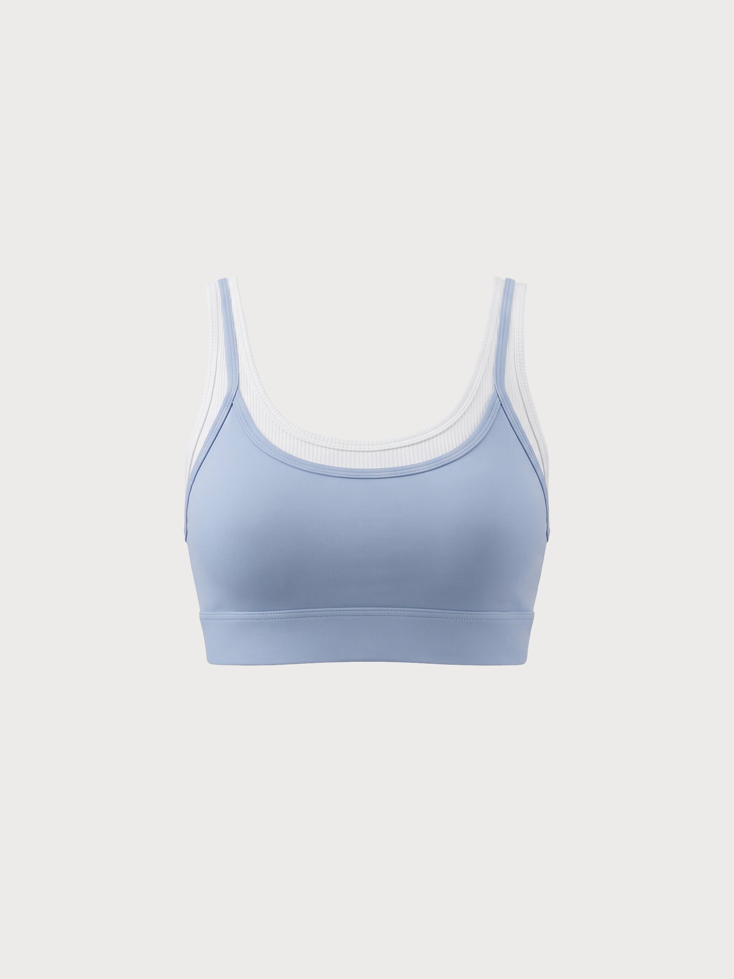 Açık Mavi U Yaka Kontrast Kenarlı Tank Top - Hafif Destekli