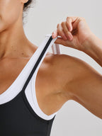 Kontrast Kenar Siyah Tank Top - Hafif Destekli Çift Askı