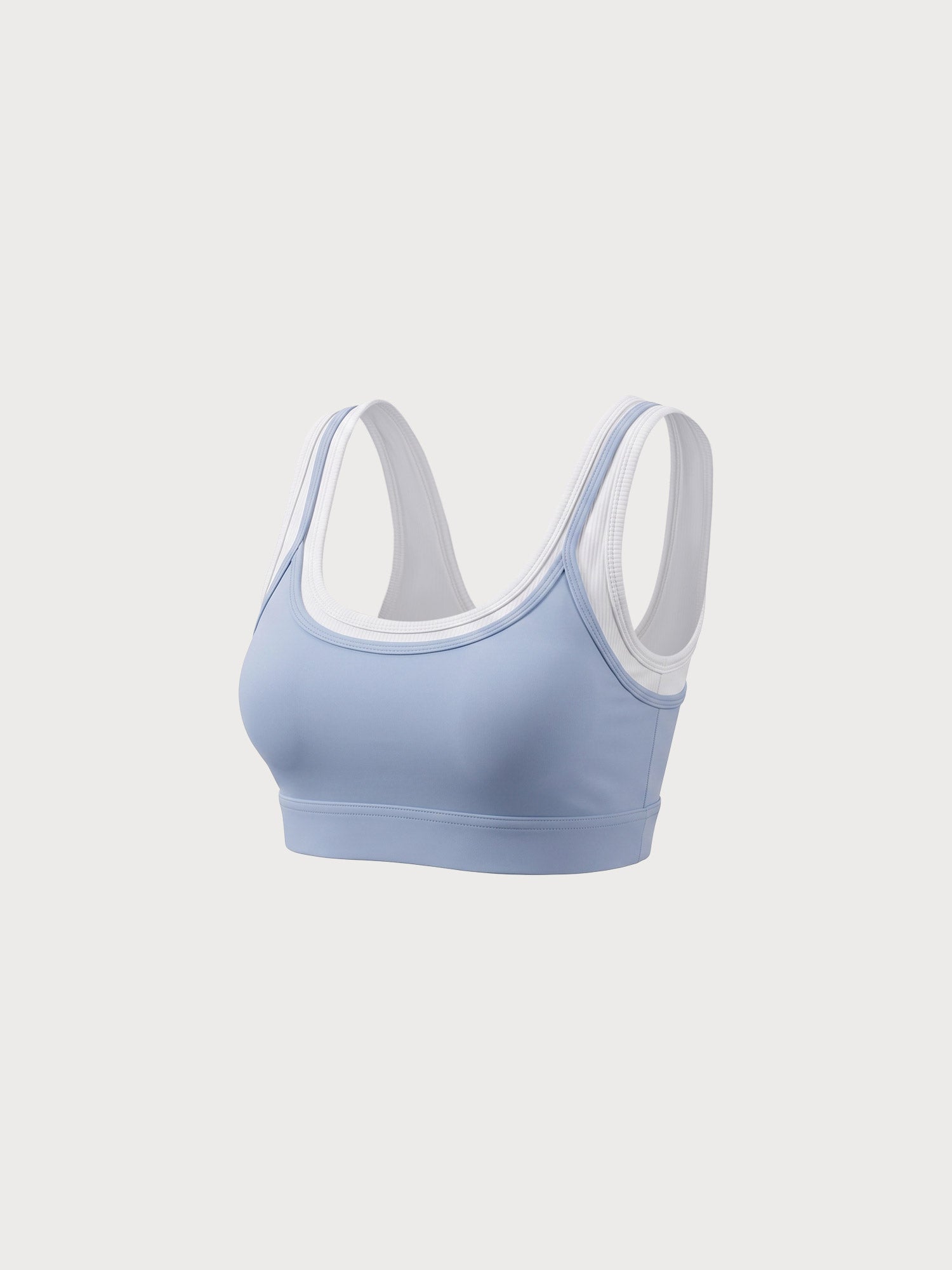 Açık Mavi U Yaka Kontrast Kenarlı Tank Top - Hafif Destekli