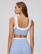 Açık Mavi U Yaka Kontrast Kenarlı Tank Top - Hafif Destekli