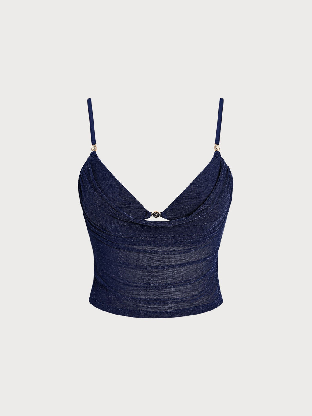 Altın Detaylı Mavi Tankini Üst - Şık ve Rahat Yaz Modası