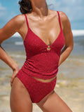 Şarap Kırmızısı Lurex Tankini Üst - Şık ve Rahat Yaz Modası