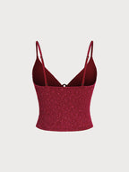 Şarap Kırmızısı Lurex Tankini Üst - Şık ve Rahat Yaz Modası