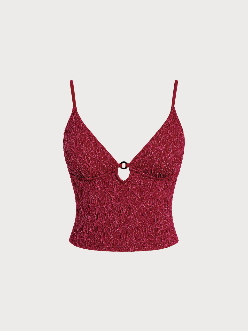 Şarap Kırmızısı Lurex Tankini Üst - Şık ve Rahat Yaz Modası