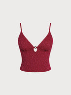 Şarap Kırmızısı Lurex Tankini Üst - Şık ve Rahat Yaz Modası