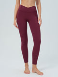 Bordo Yüksek Bel Çapraz Legging 28"" - Şık ve Rahat