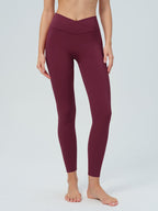 Bordo Yüksek Bel Çapraz Legging 28"" - Şık ve Rahat