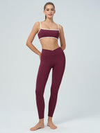 Bordo Yüksek Bel Çapraz Legging 28"" - Şık ve Rahat