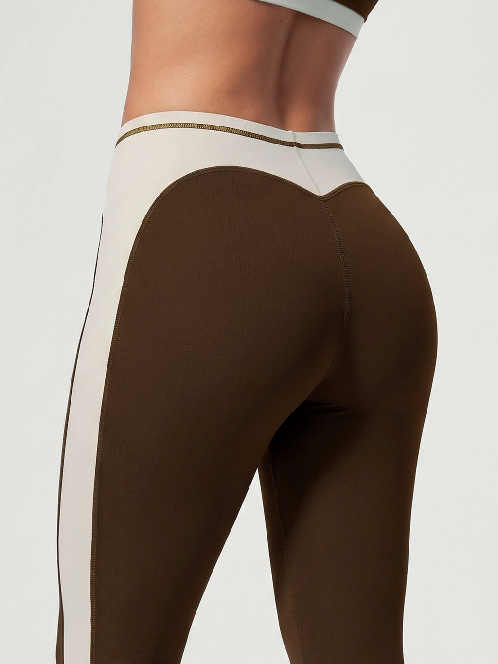 Yüksek Bel Kahverengi Yan Panel Tayt - 28 İnç