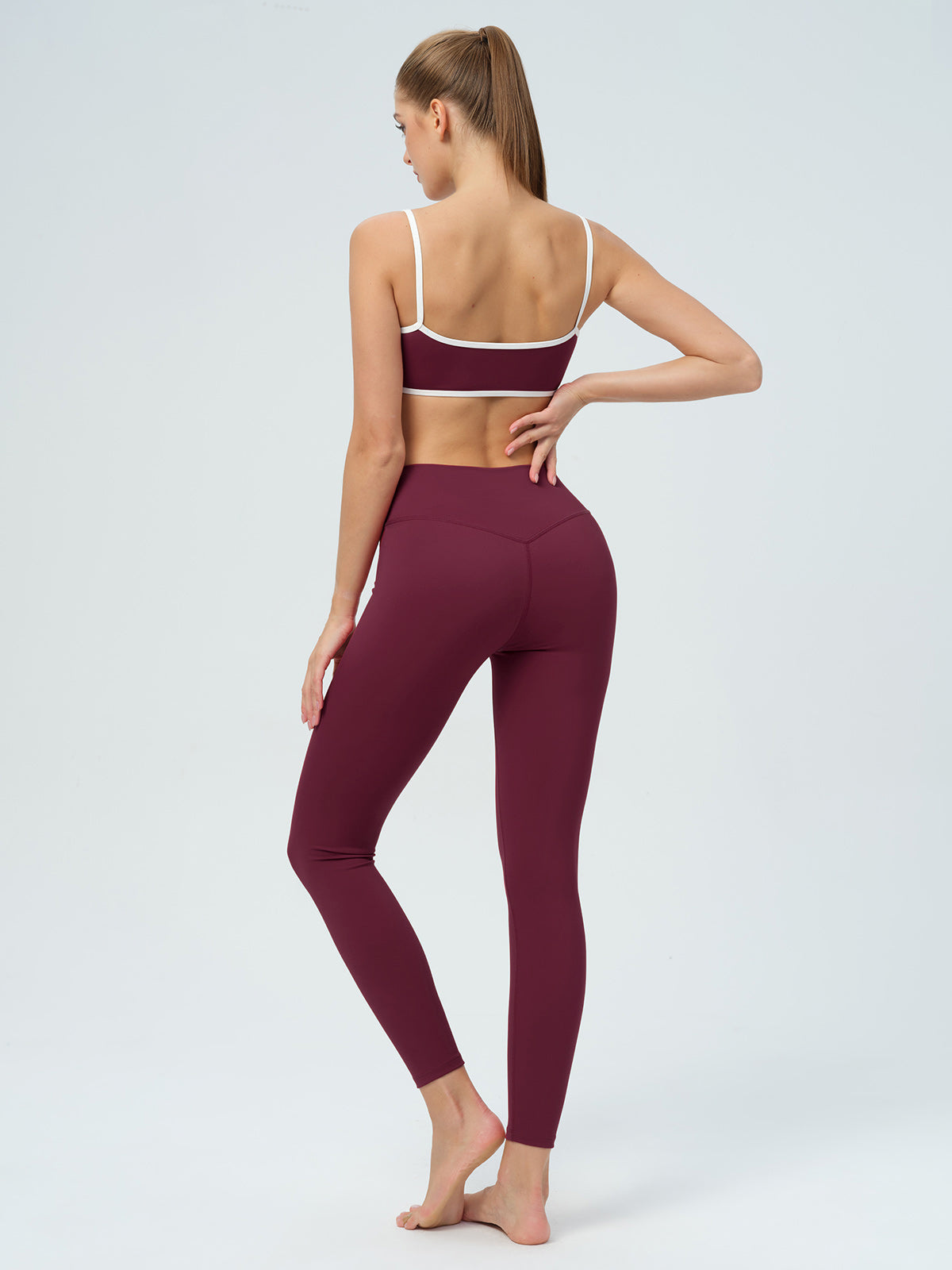 Bordo Yüksek Bel Çapraz Legging 28"" - Şık ve Rahat