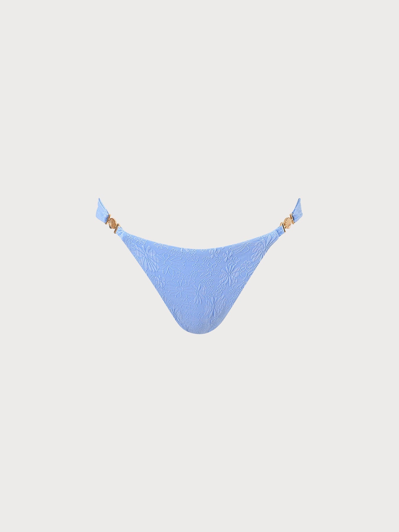 Dokulu Gökyüzü Mavisi Altın Detaylı Bikini Altı