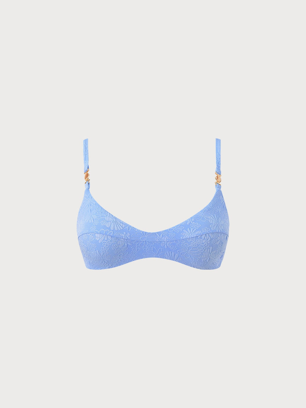 Dokulu Altın Aksanlı Gökyüzü Mavisi Bikini Üstü