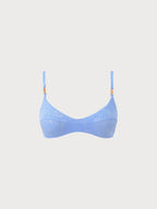 Dokulu Altın Aksanlı Gökyüzü Mavisi Bikini Üstü