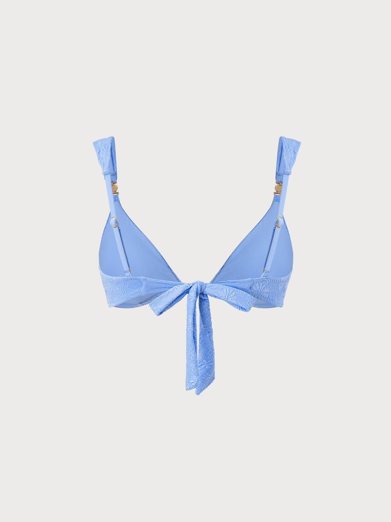 Altın Detaylı Gökyüzü Mavisi Şık Bikini Üstü