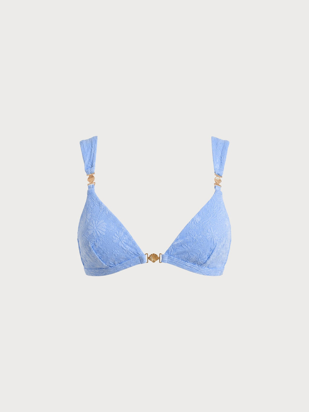 Altın Detaylı Gökyüzü Mavisi Şık Bikini Üstü