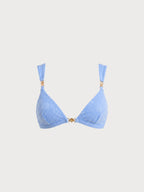 Altın Detaylı Gökyüzü Mavisi Şık Bikini Üstü
