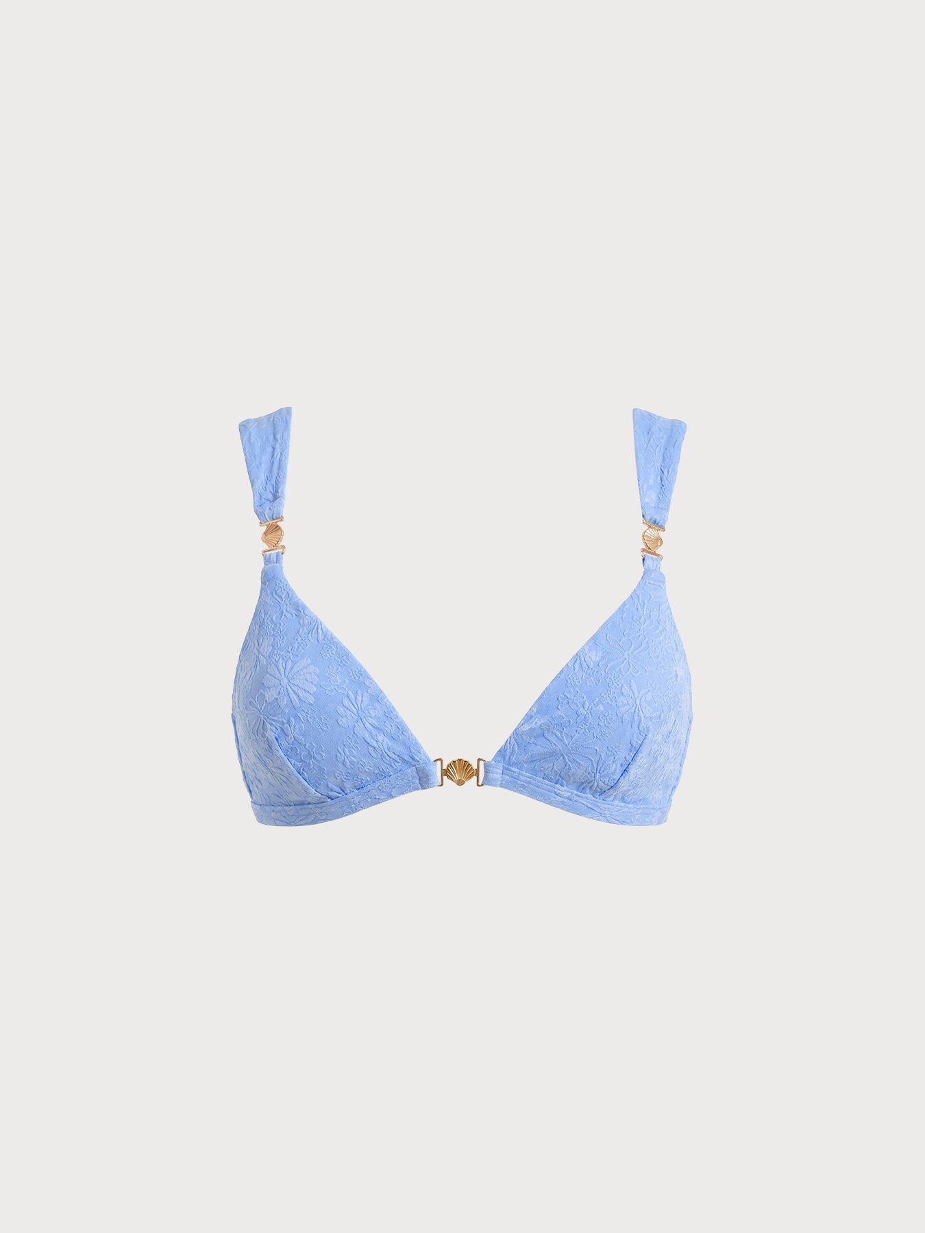 Altın Detaylı Gökyüzü Mavisi Şık Bikini Üstü