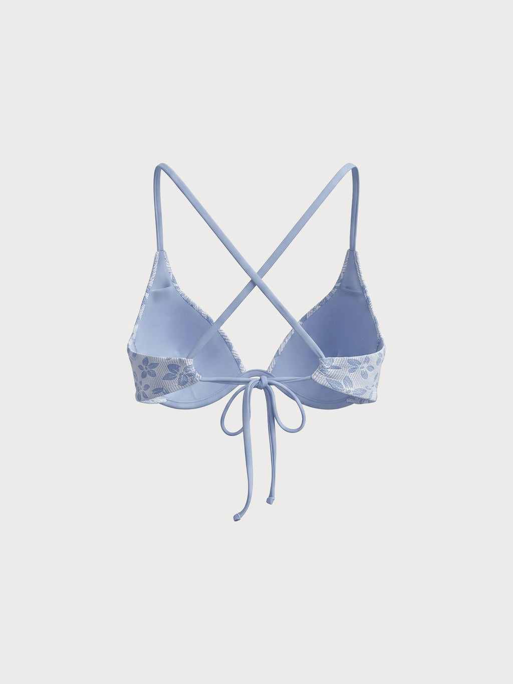 Premium Açık Mavi Dokulu Destekli Bikini Üstü
