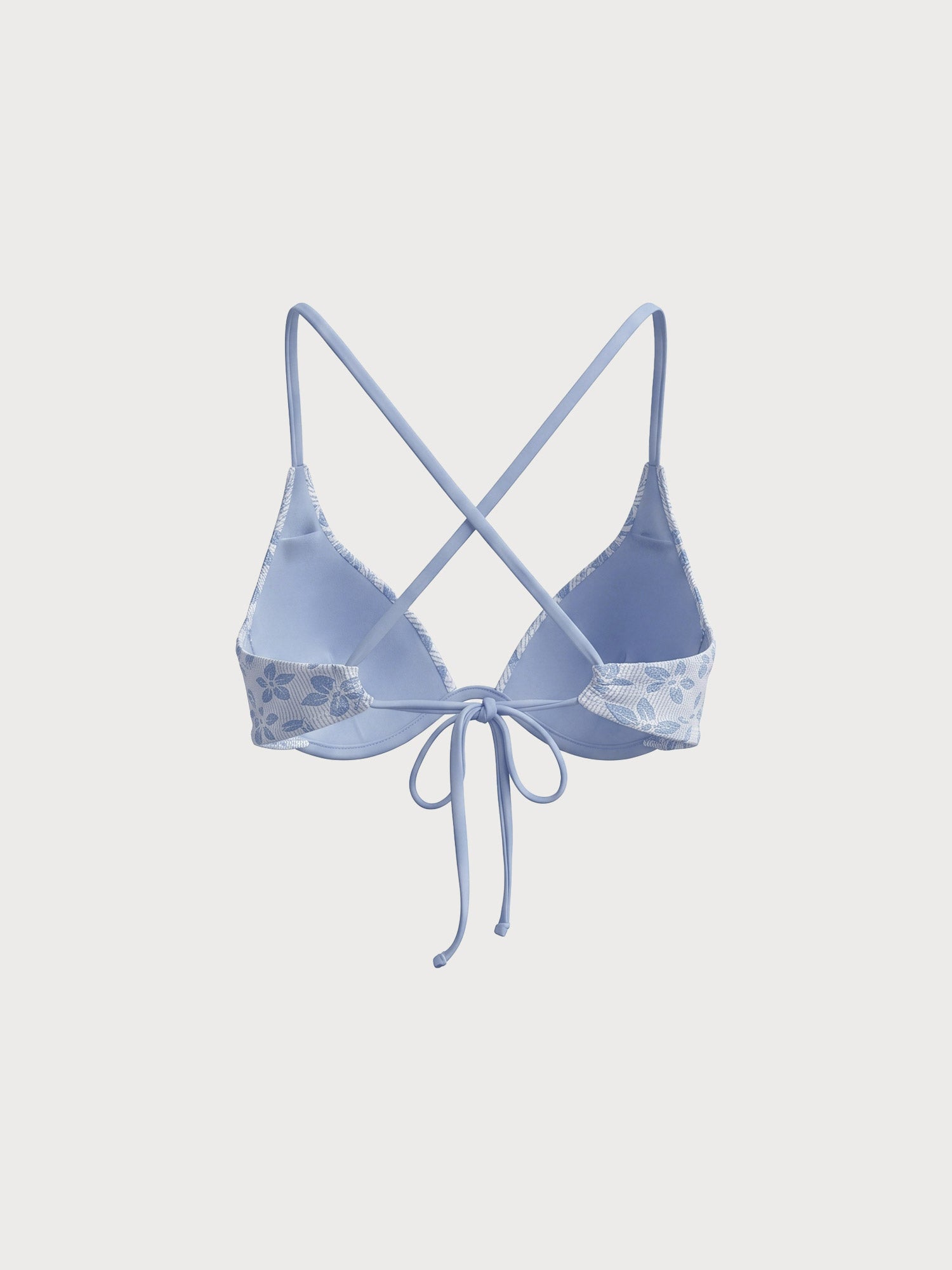 Premium Açık Mavi Dokulu Destekli Bikini Üstü