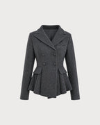Gri Çift Düğmeli Blazer