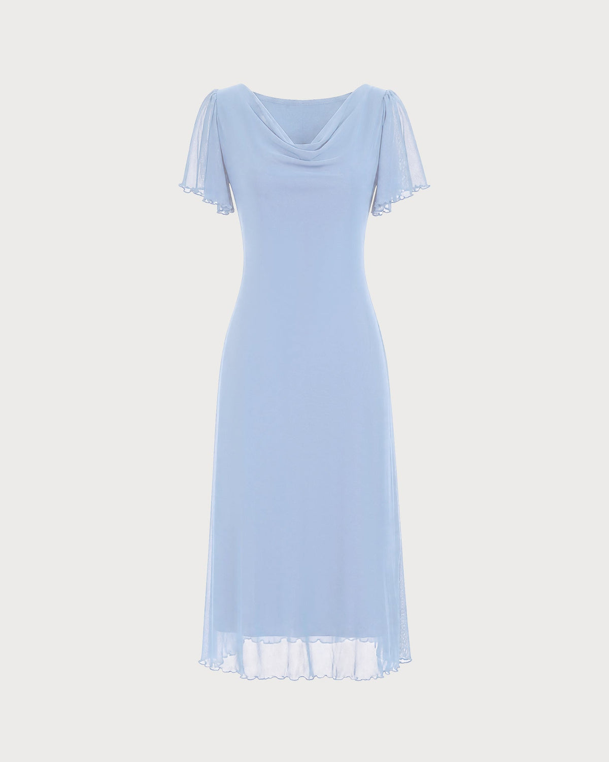 Mavi Cowl Neck Ruched Mesh Midi Elbise