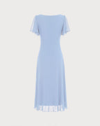 Mavi Cowl Neck Ruched Mesh Midi Elbise