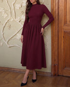 Kırmızı Düz Kaplumbağa Yaka Tunik Kazak Elbise