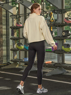Premium Krem Polar Spor Ceket - Kısa Fermuarlı Tasarım