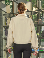 Premium Krem Polar Spor Ceket - Kısa Fermuarlı Tasarım