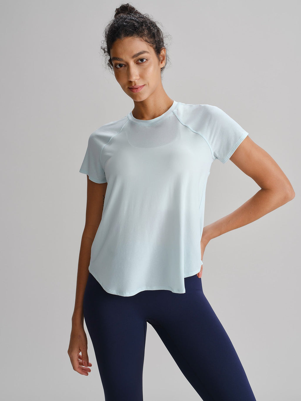 Premium Açık Mavi File Raglan Kol Tişört