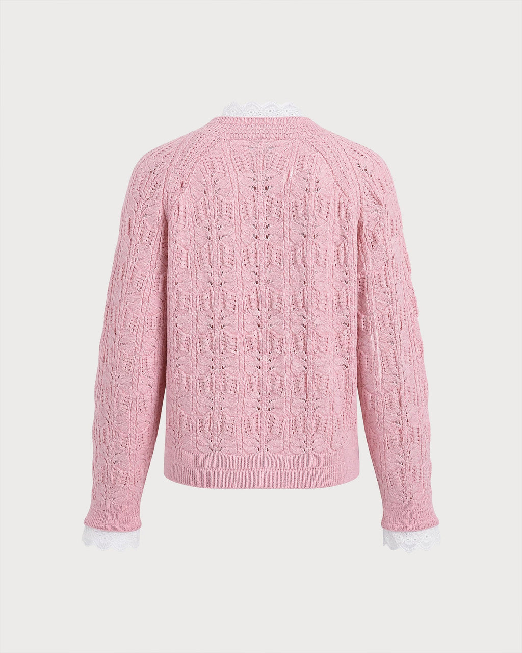 Pembe Volanlı Kesik Düğmeli Triko Hırka