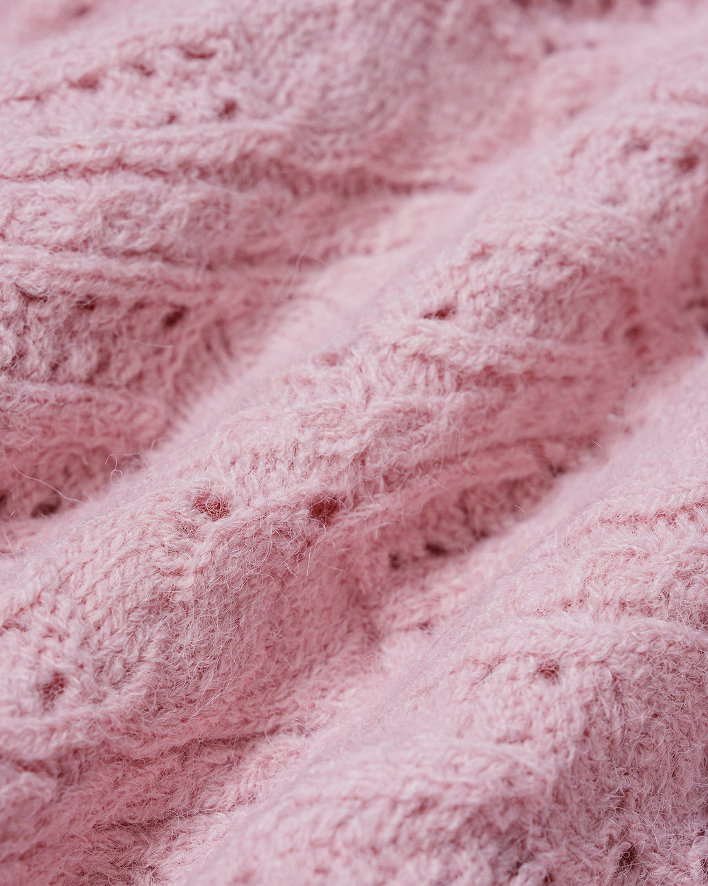 Pembe Volanlı Kesik Düğmeli Triko Hırka