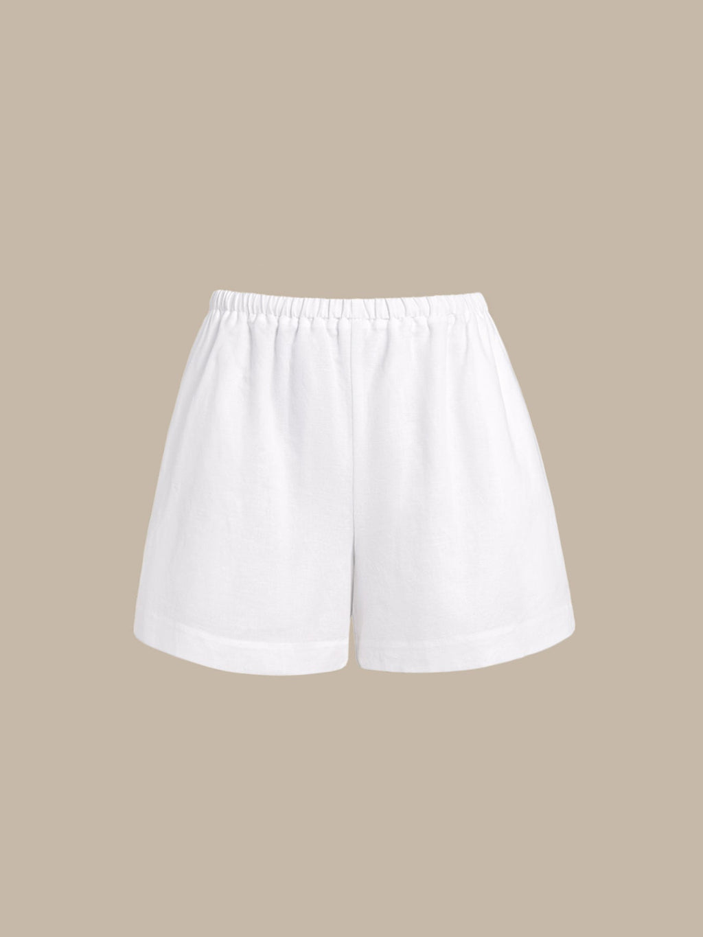 Şık Beyaz Pamuk-Keten Plaj Şortları - Yaz Modası