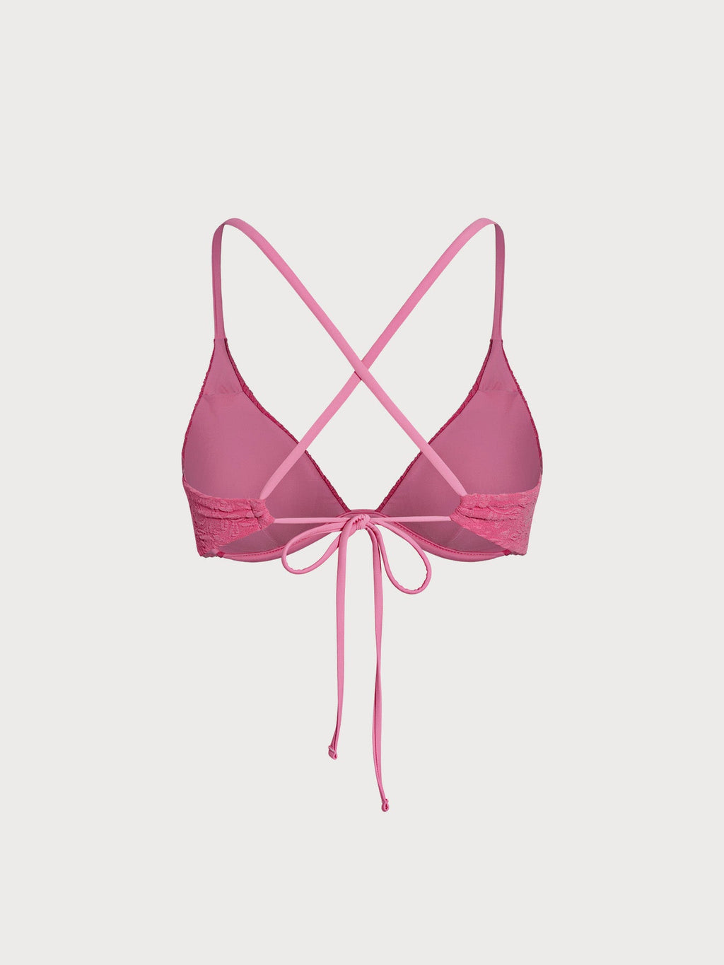 Premium Pembe Jakarlı Desteksiz Üçgen Bikini Üstü